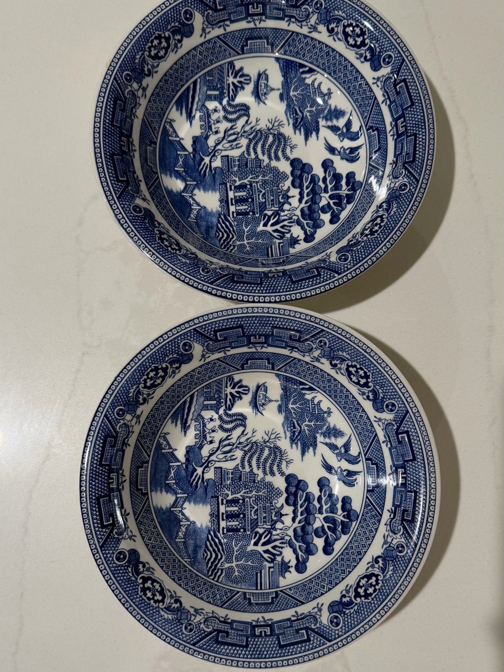 John Tams Blue Willow Rimmed Soup/Pasta Bowls - Set of 2